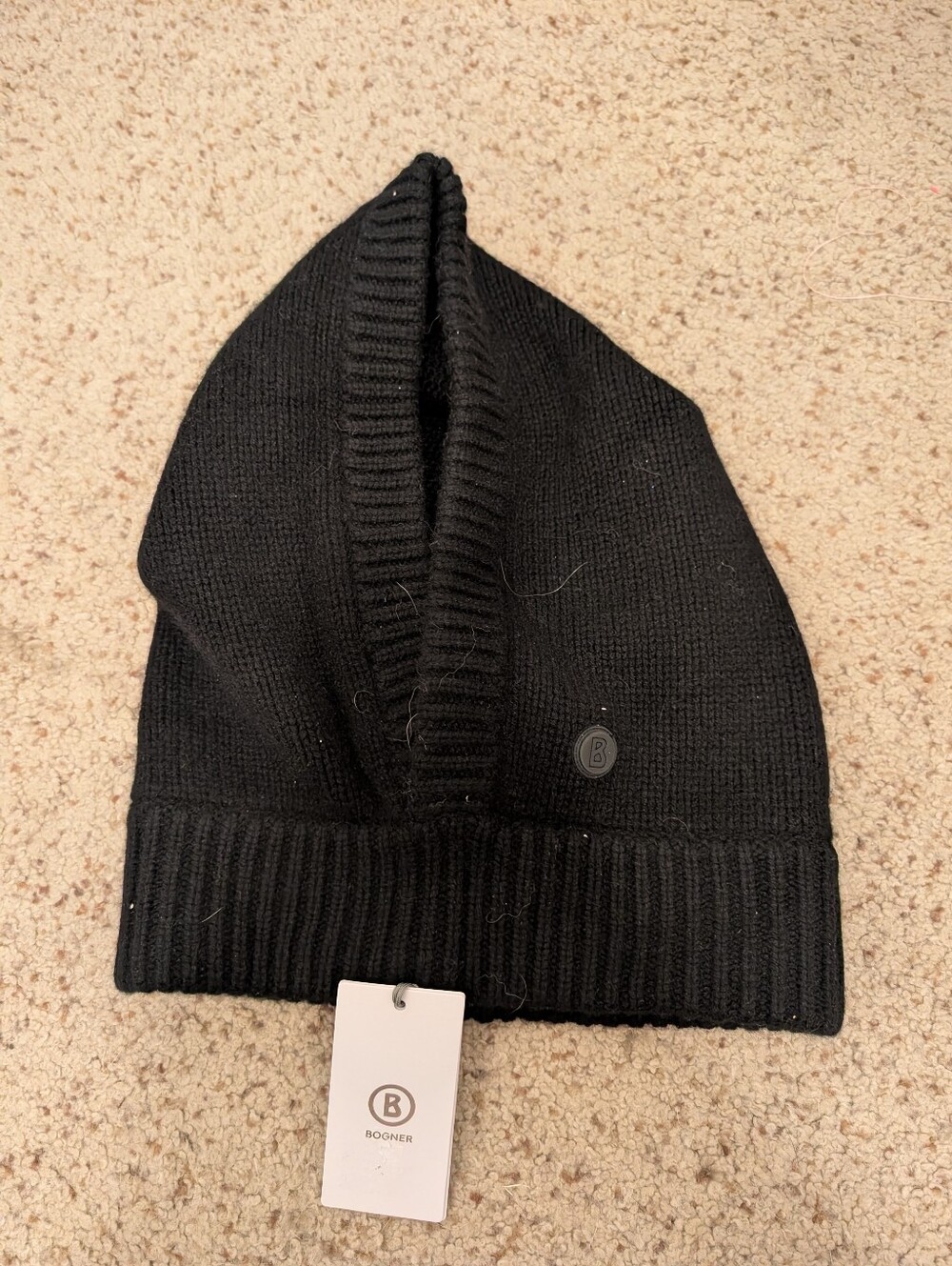 NWT Bogner Berny Appliquéd Wool and Cashmere-blend Balaclava Hood Black